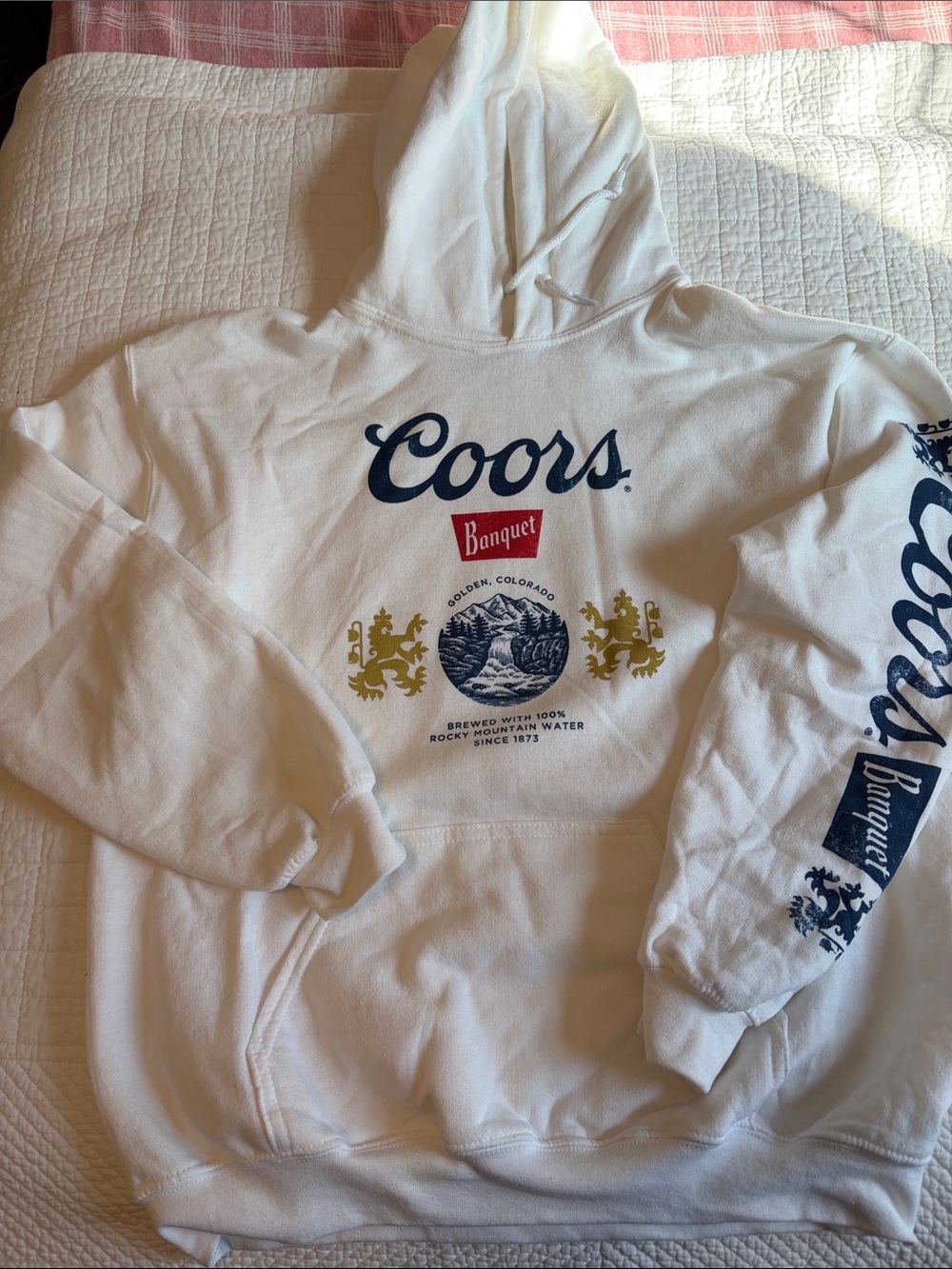 beer hoodie Men's size med Coors hoodie- frat hoodie, college hoodie